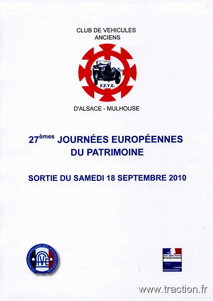 201009_patrimoine (3).jpg - 18/09/2010 - CLUB DE VHICULES ANCIENS D'ALSACE-MULHOUSECVAAM BP 1186 - 68053 MULHOUSE CEDEX27mes JOURNES EUROPENNES DU PATRIMOINEProgramme